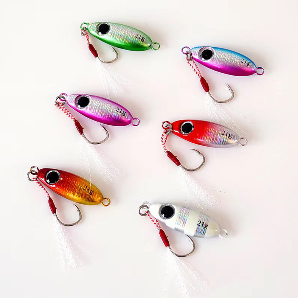 Jig Head Lure - 6pcs Micro Metal Jigging เหยื่อตกปลา 5.5g/7.5g/10g/14g/17g/21g