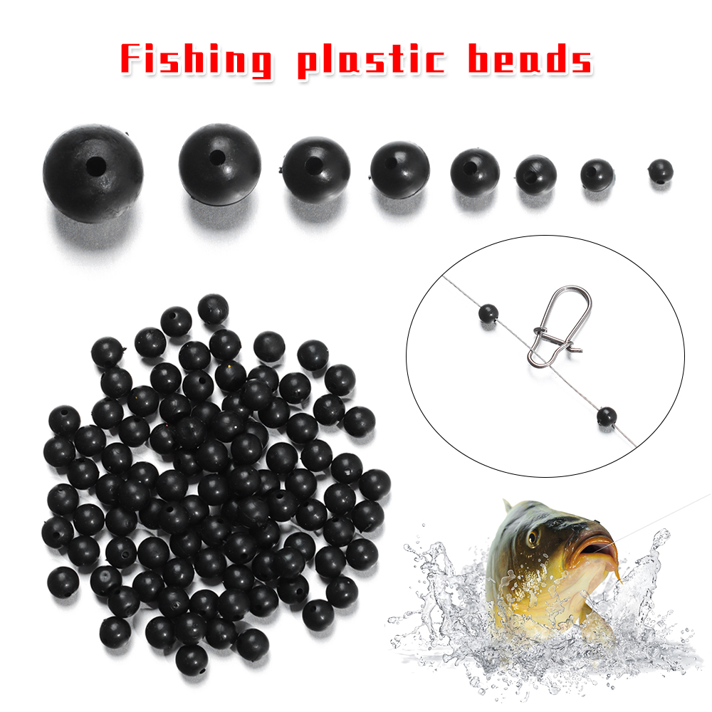 Fishing Equipment Lures - 100 ชิ้น/ล็อตลูกปัดตกปลา Space Stopper สีดํา 3