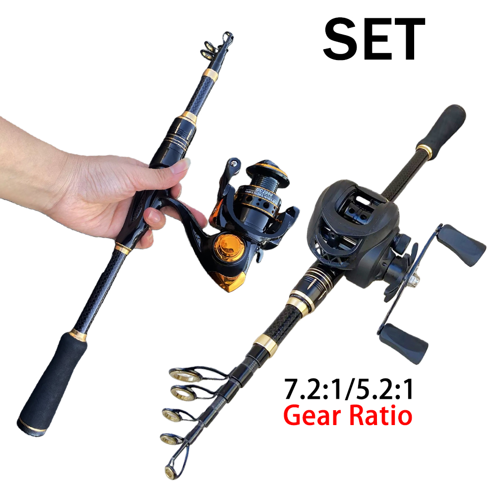 Fishing Equipment Europe - ชุดอุปกรณ์ตกปลาแบบครบชุด คันเบ็ดสั้นพร้อมรอกตกปลา ขนาด 1.8 ม./2.1 ม.