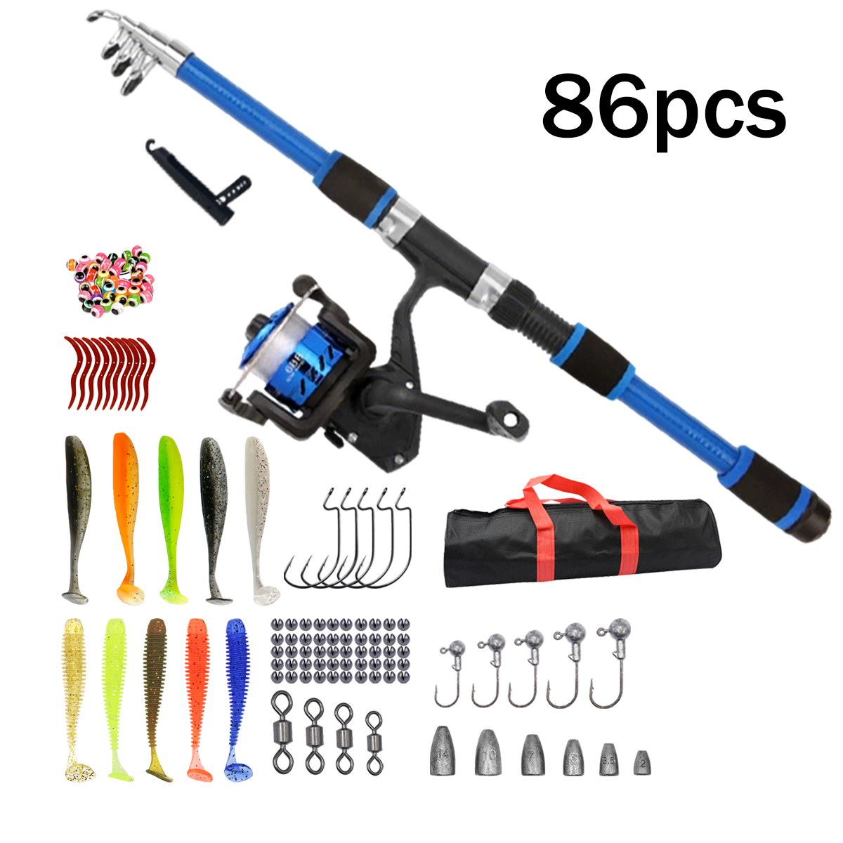 Fishing Equipment For Kids - ชุดตกปลาสำหรับผู้เริ่มต้น 91/86 ชิ้น 1.8 ม. -