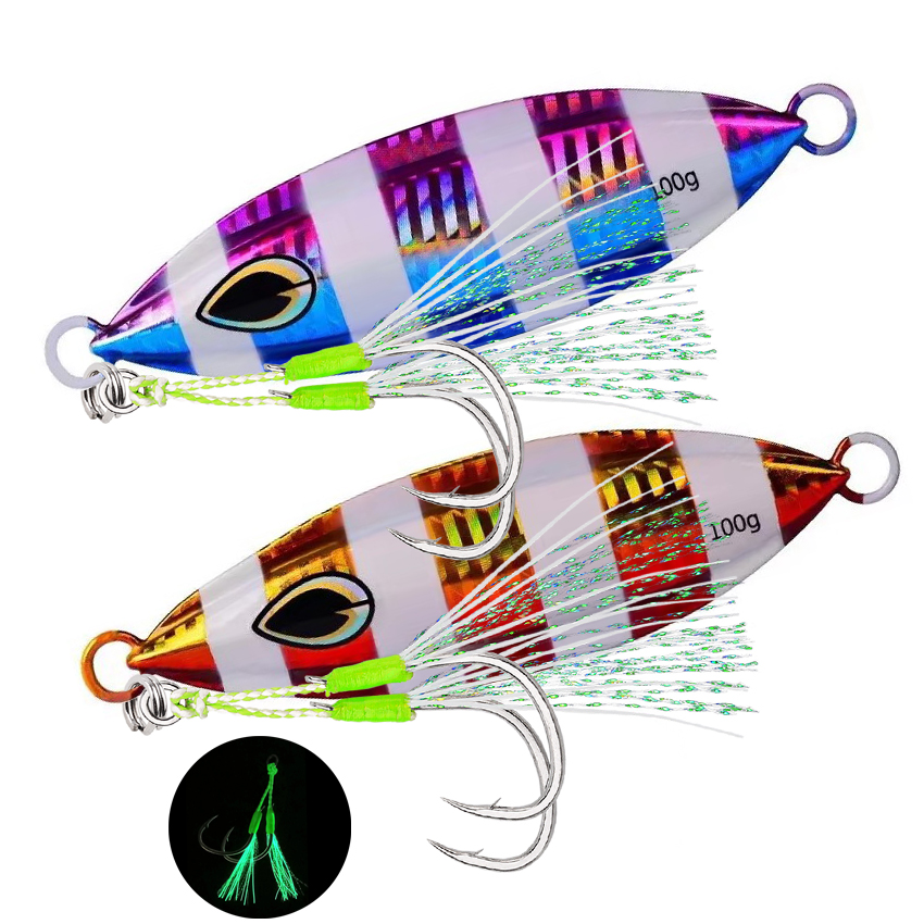 Jig Head Lure - เหยื่อตกปลาโลหะเรืองแสงคุณภาพสูง 1 ชิ้น น้ำหนัก 40 กรัม