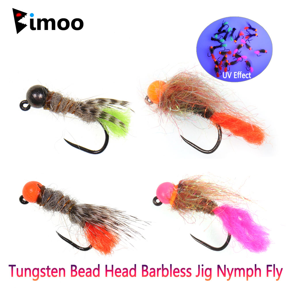 Fishing Equipment Europe - Bimoo 6PCS ทังสเตนหัวลูกปัด Barbless Jig Nymph