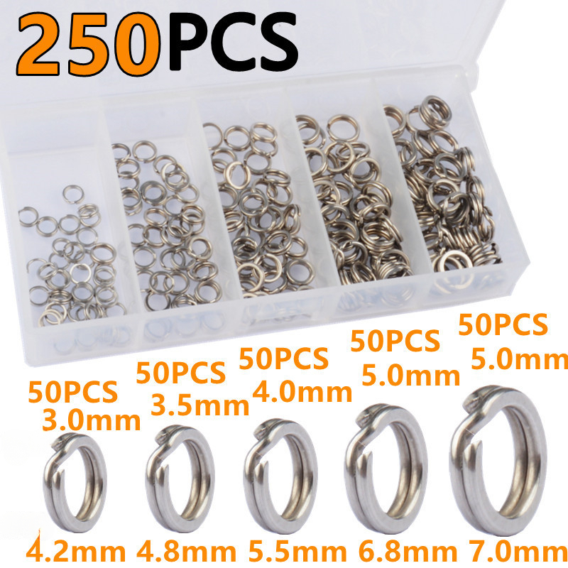 250 ชิ้น 5 ขนาด ห่วงเชื่อมต่อส - Fishing Equipment Used บทวิจารณ์และราคา