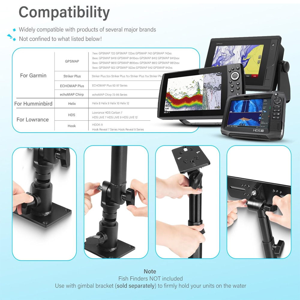 ขาตั้งอุปกรณ์ค้นหาปลาและเครื่อ - Fish Finder บทวิจารณ์และราคา