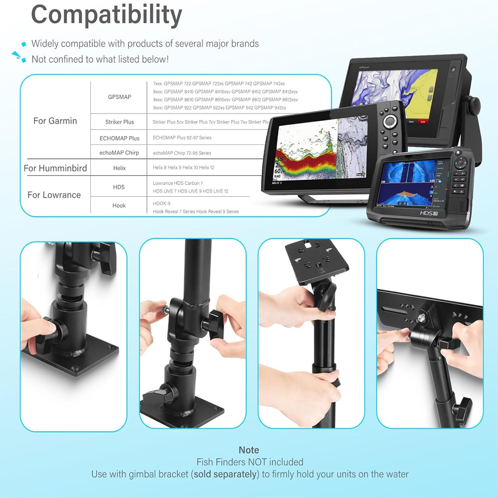 ขาตั้งอุปกรณ์ค้นหาปลาและเครื่อ - Fish Finder บทวิจารณ์และราคา